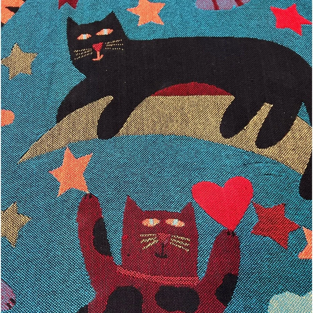 Goodwin Weavers Signed Pat Meyers Cotton Cat Fringe Throw Blanket - Picture 1 of 9